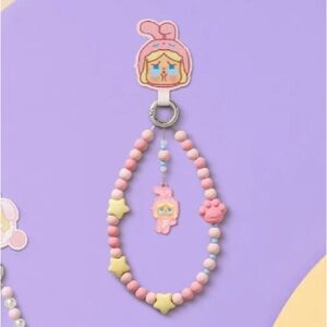 BNIB Pop Mart POP BEAN Pajama Party mobile phone chain - Crybaby Pink Rabbit